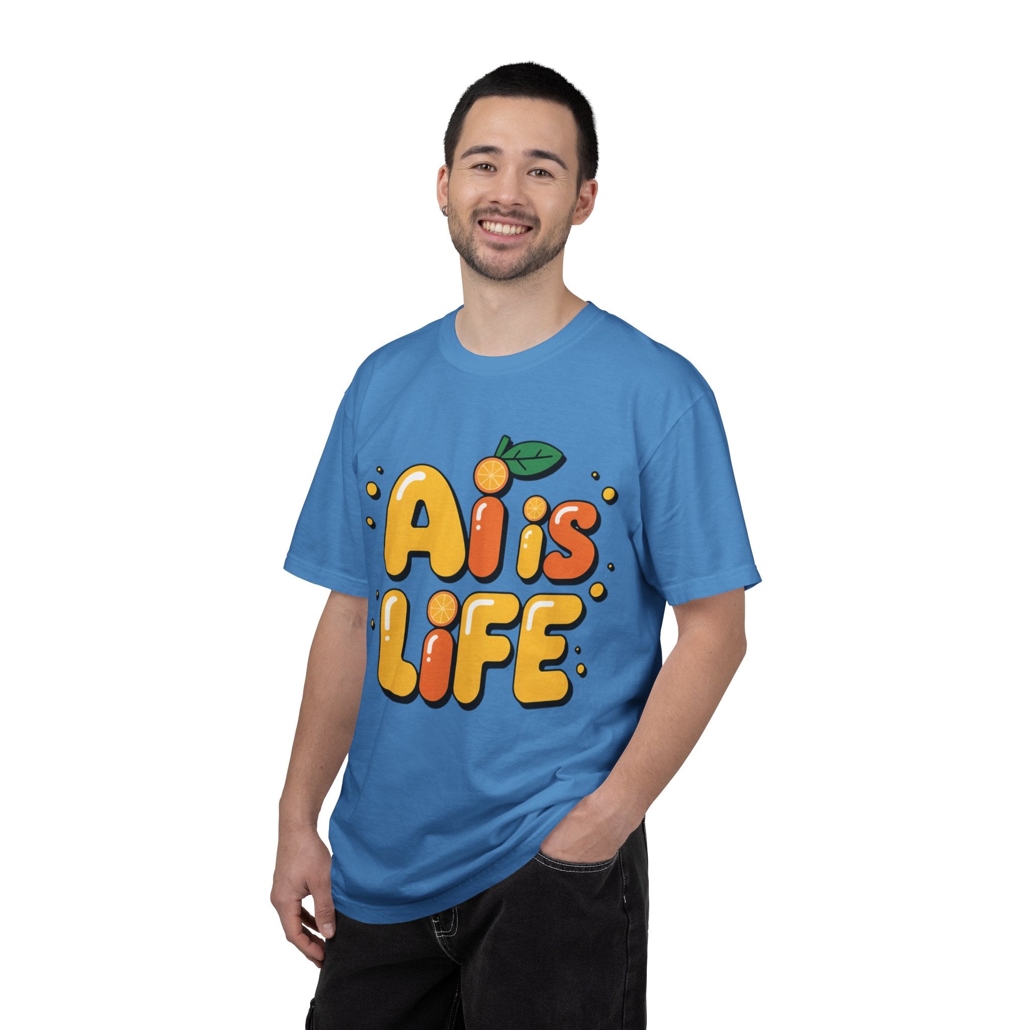 2. AI is LIFE  "Orange Overclock" Unisex Garment-Dyed T-shirt