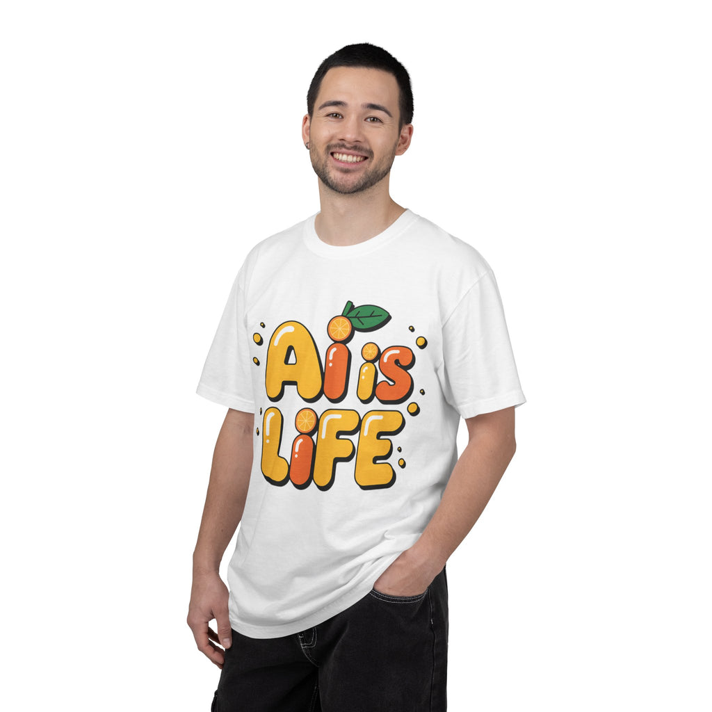 2. AI is LIFE  "Orange Overclock" Unisex Garment-Dyed T-shirt
