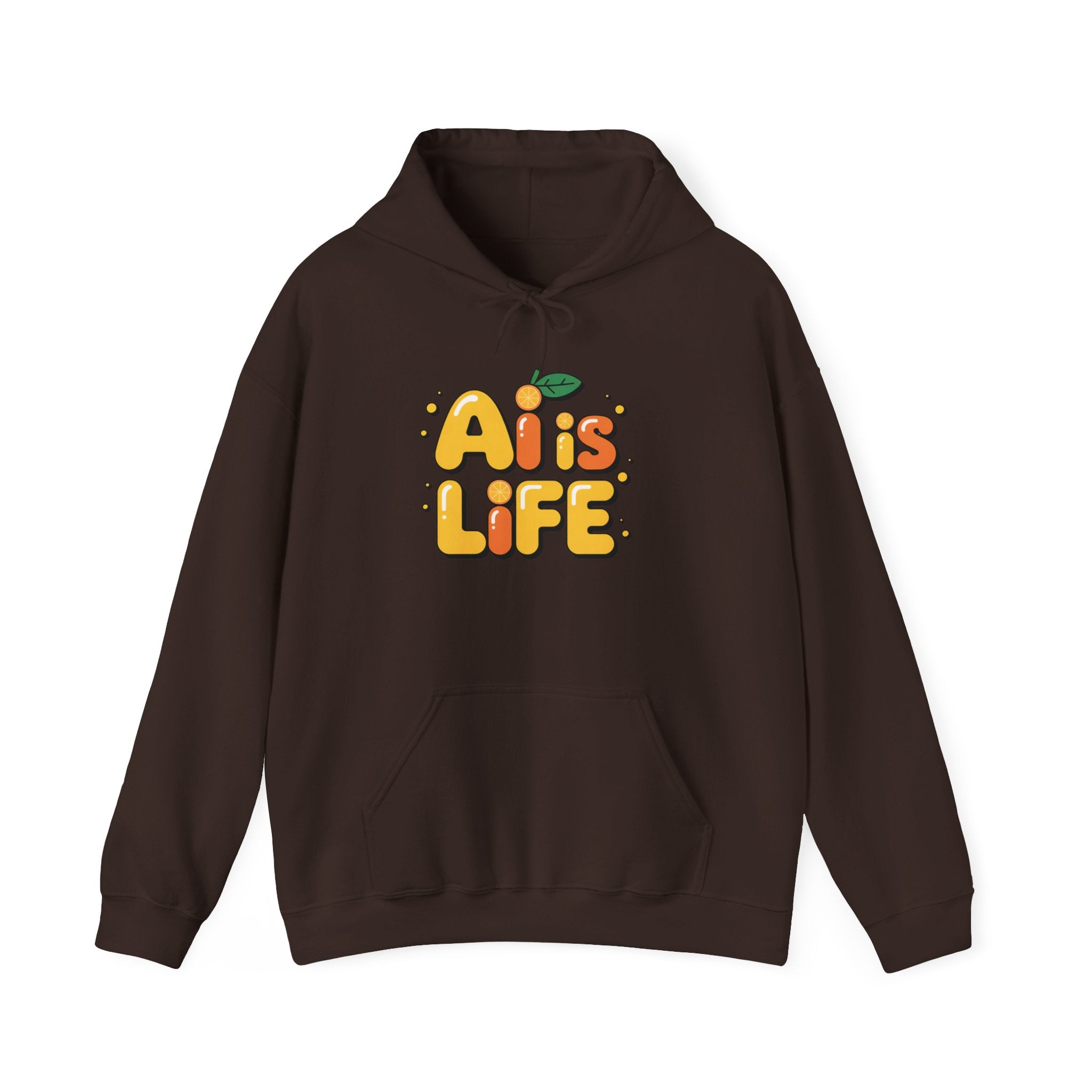 2. AI is LIFE  "Orange Overclock" Unisex Heavy Blend™ Hooded Sweatshirt
