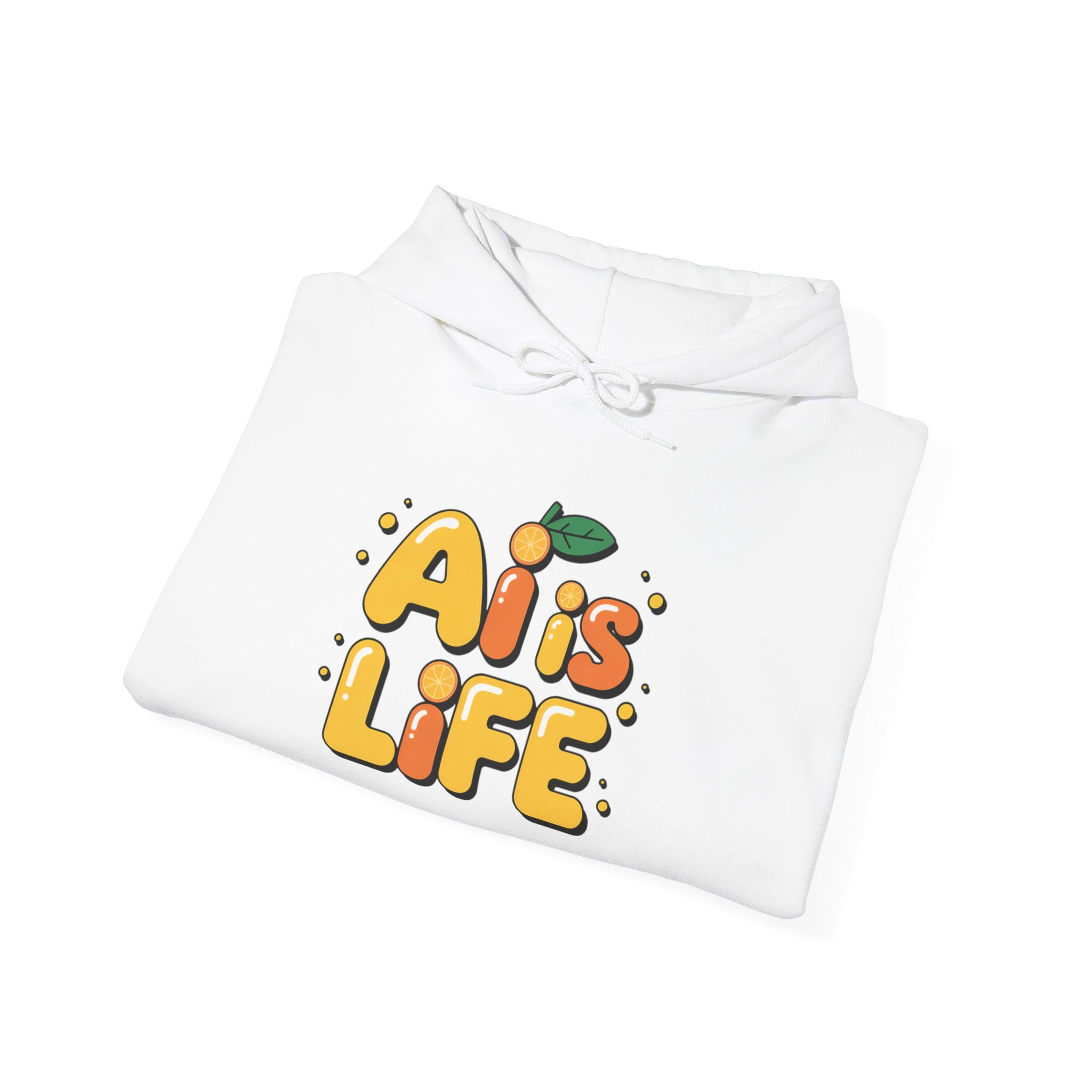 2. AI is LIFE  "Orange Overclock" Unisex Heavy Blend™ Hooded Sweatshirt