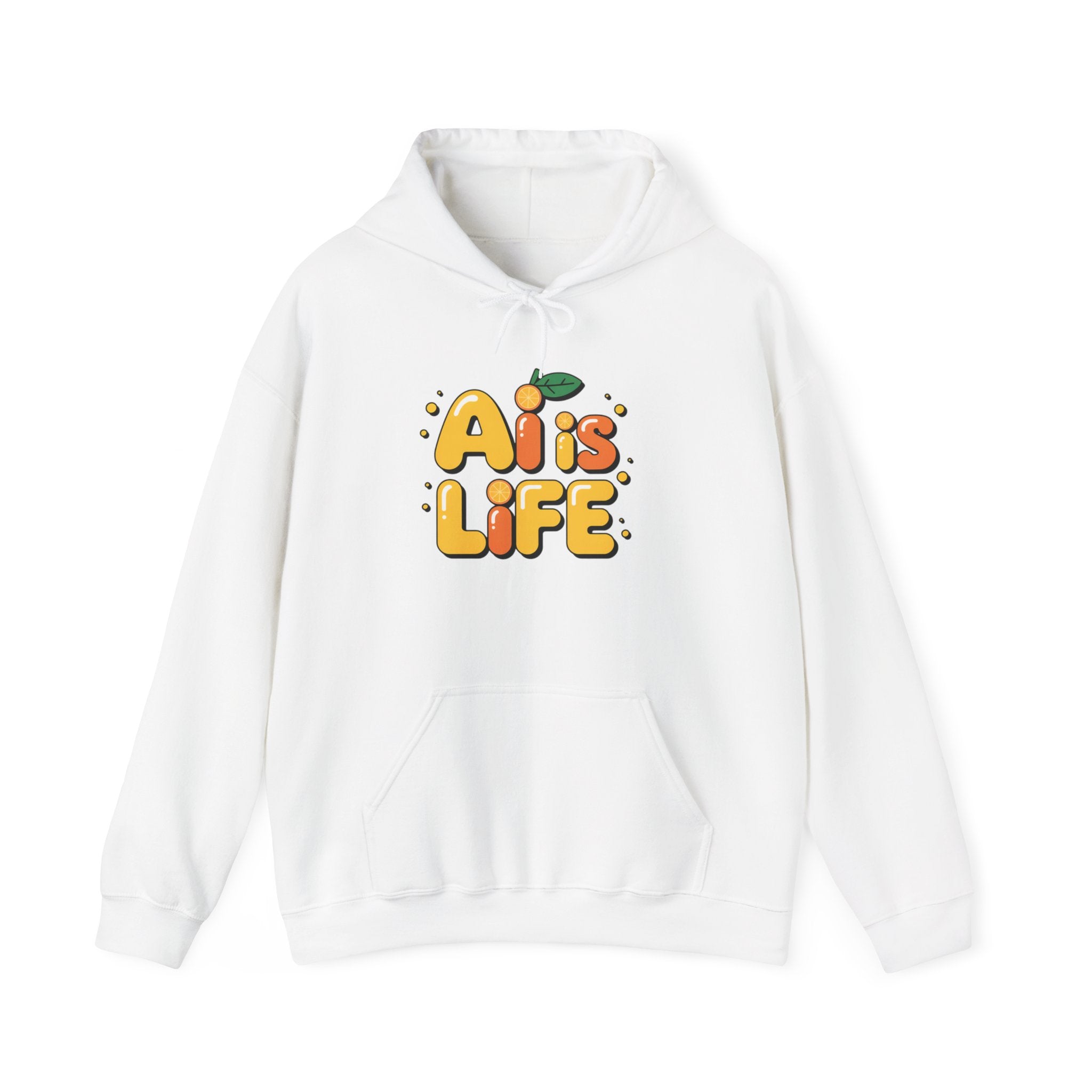 2. AI is LIFE  "Orange Overclock" Unisex Heavy Blend™ Hooded Sweatshirt