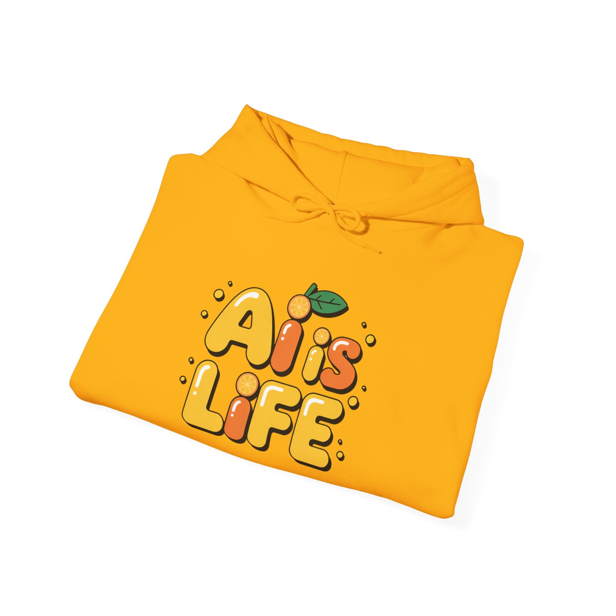 2. AI is LIFE  "Orange Overclock" Unisex Heavy Blend™ Hooded Sweatshirt