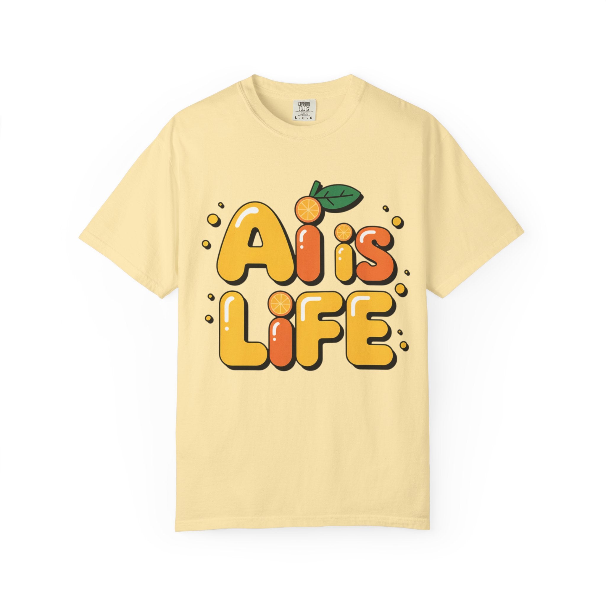 2. AI is LIFE  "Orange Overclock" Unisex Garment-Dyed T-shirt