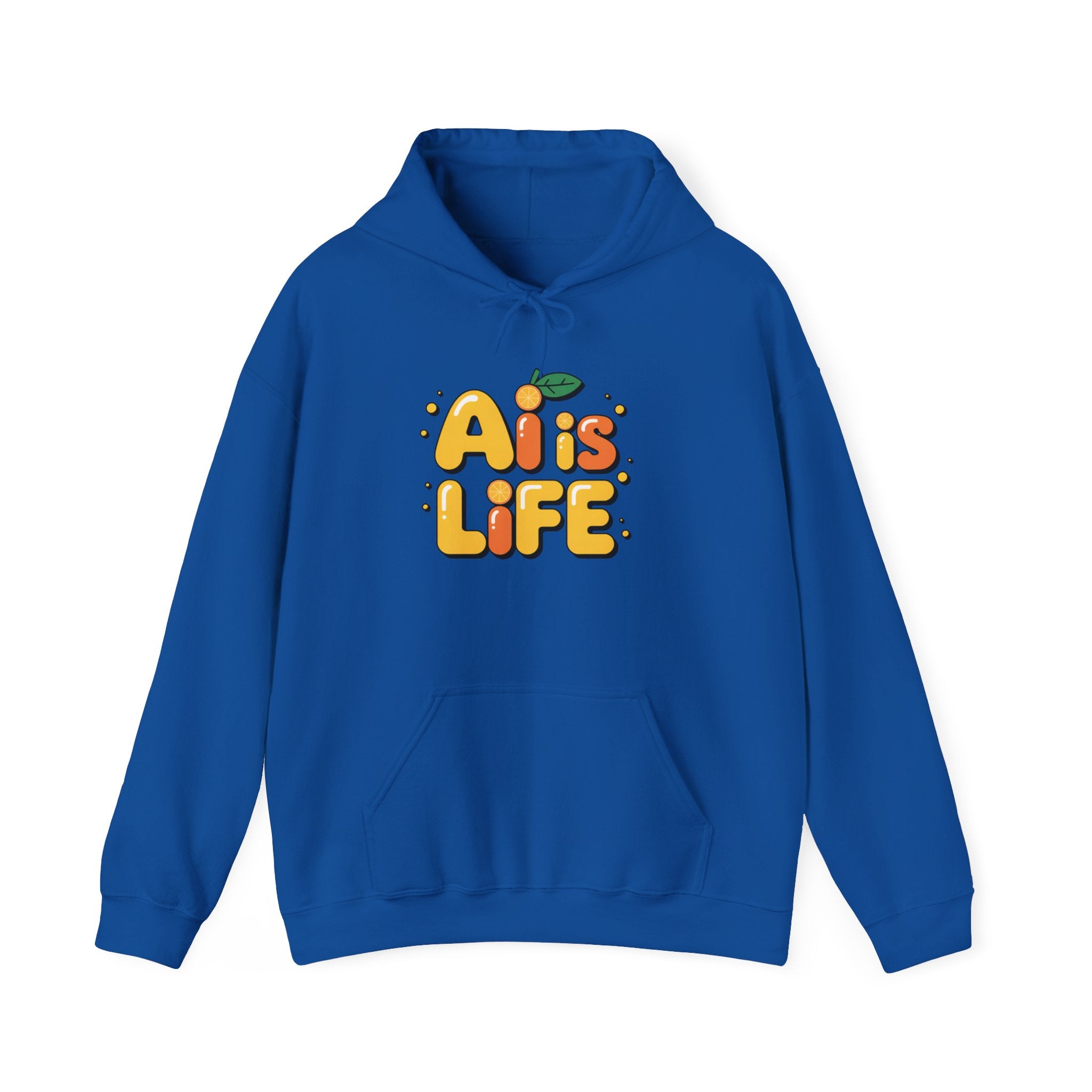 2. AI is LIFE  "Orange Overclock" Unisex Heavy Blend™ Hooded Sweatshirt