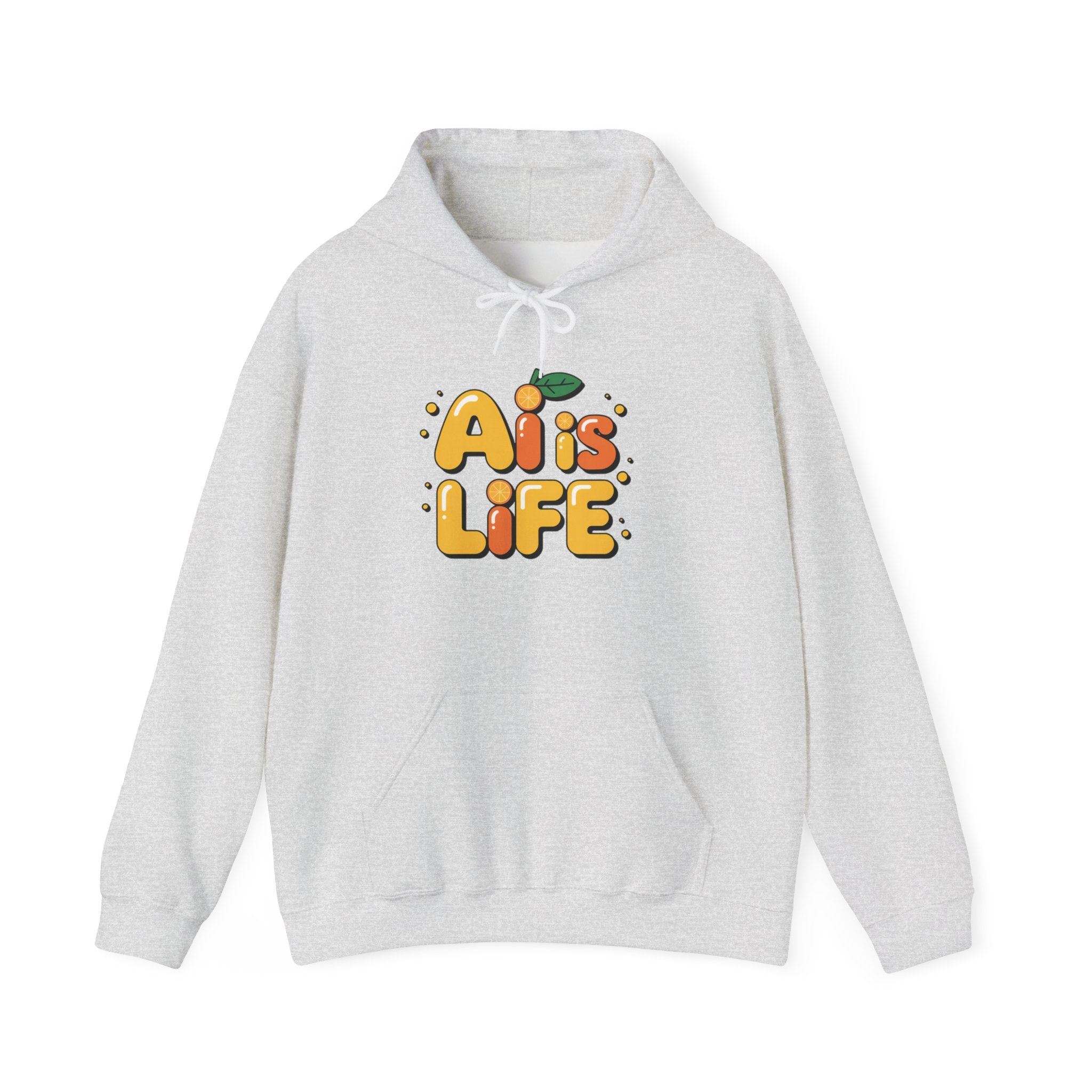 2. AI is LIFE  "Orange Overclock" Unisex Heavy Blend™ Hooded Sweatshirt