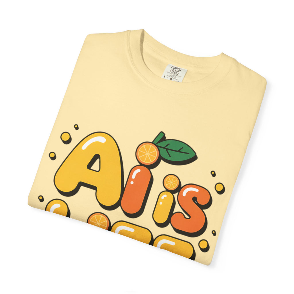 2. AI is LIFE  "Orange Overclock" Unisex Garment-Dyed T-shirt