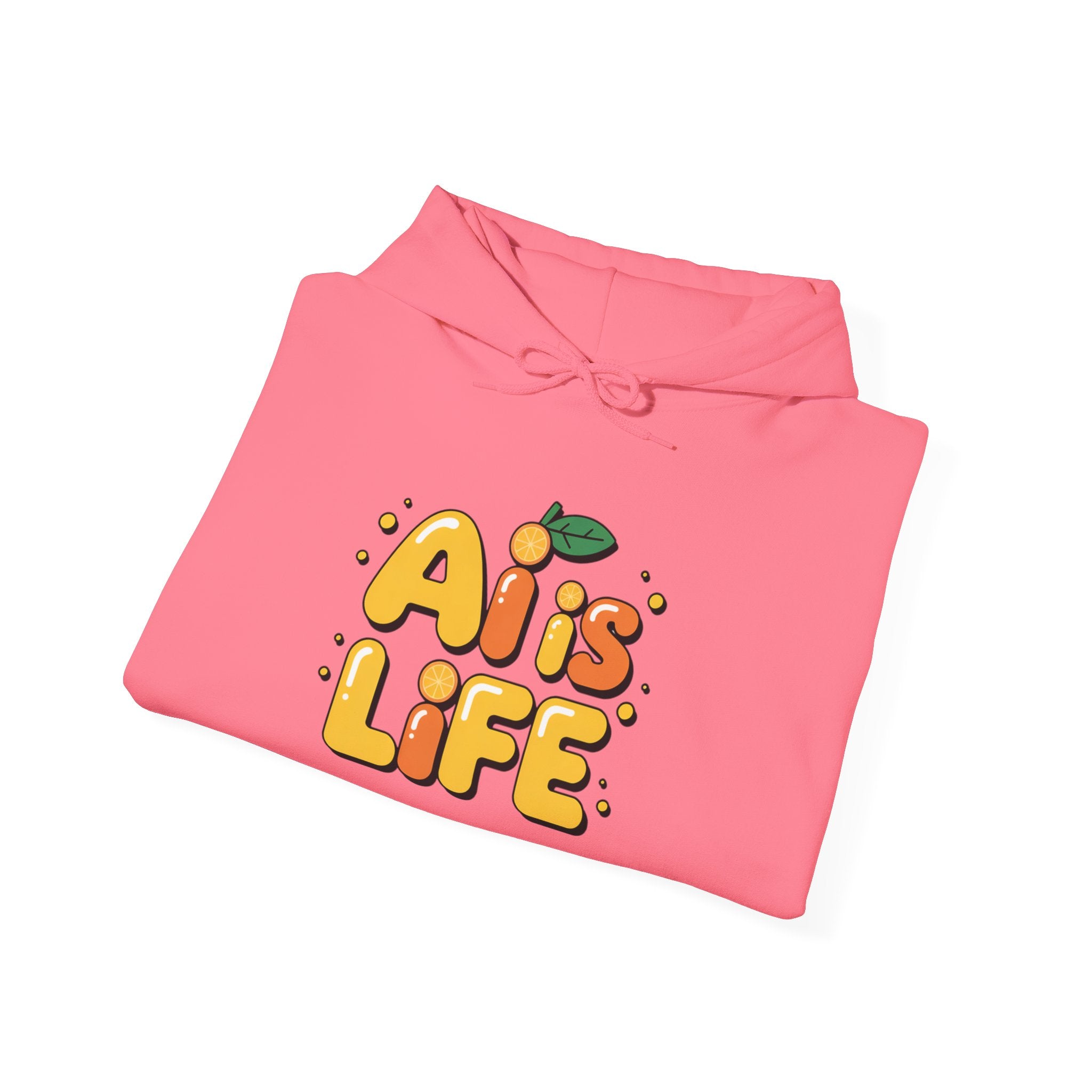 2. AI is LIFE  "Orange Overclock" Unisex Heavy Blend™ Hooded Sweatshirt