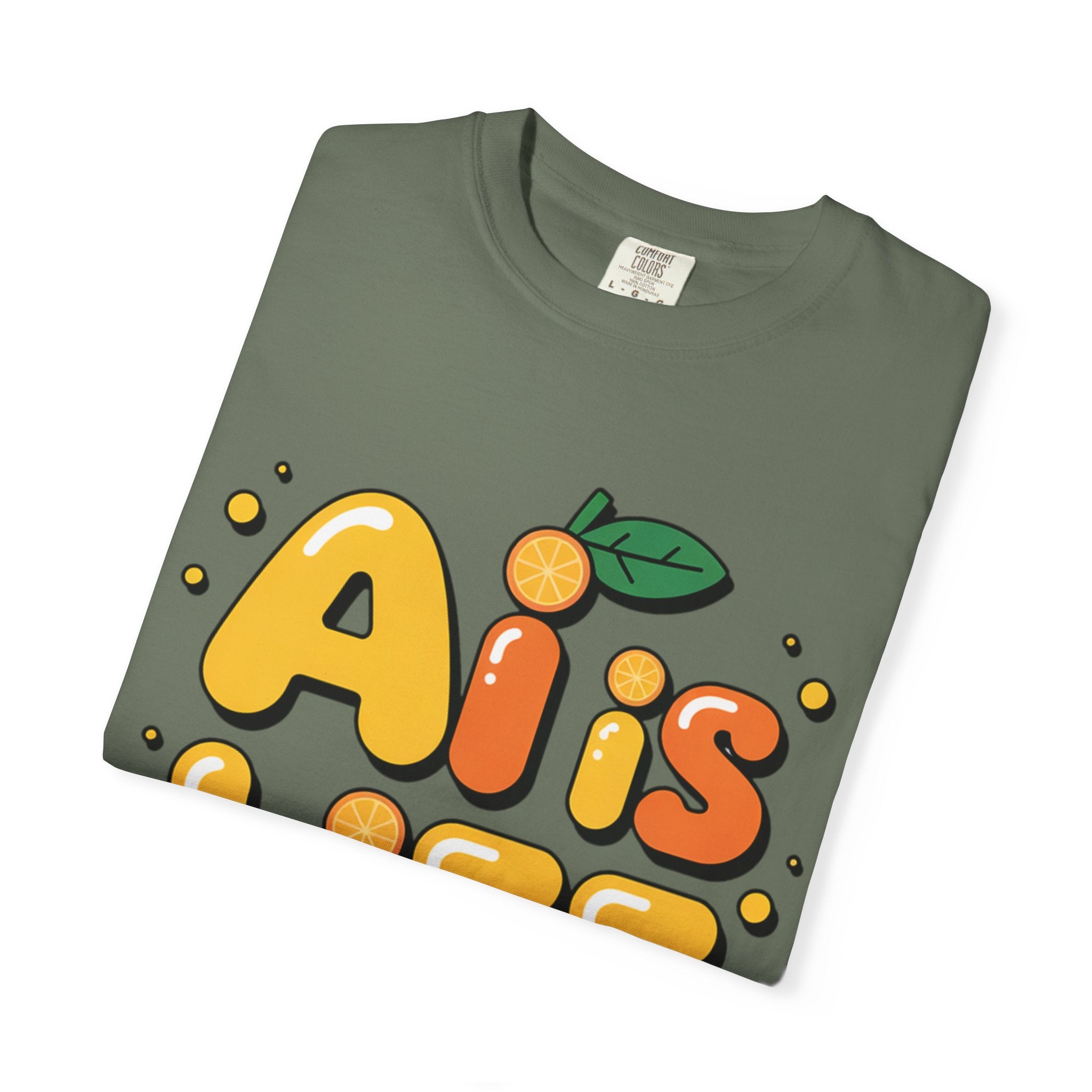 2. AI is LIFE  "Orange Overclock" Unisex Garment-Dyed T-shirt