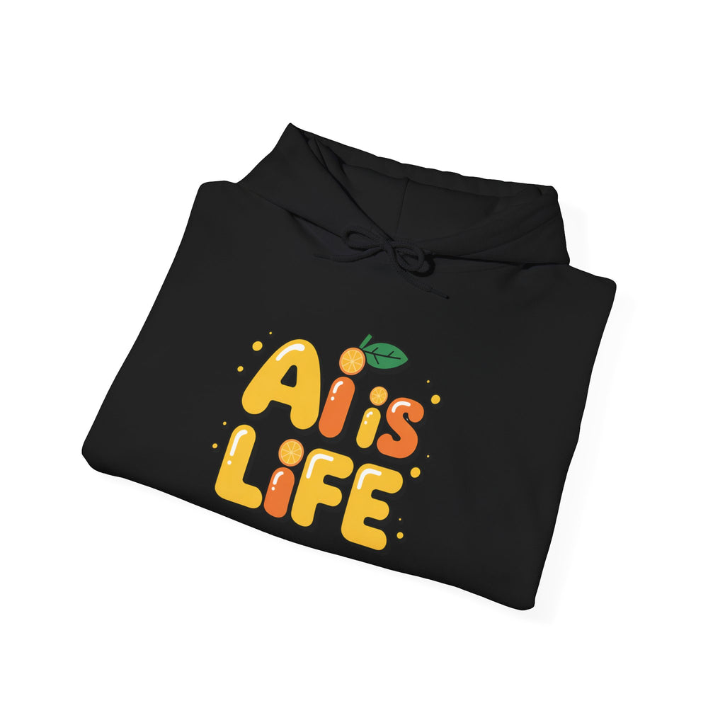 2. AI is LIFE  "Orange Overclock" Unisex Heavy Blend™ Hooded Sweatshirt