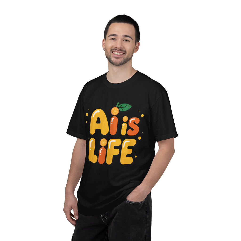 2. AI is LIFE  "Orange Overclock" Unisex Garment-Dyed T-shirt