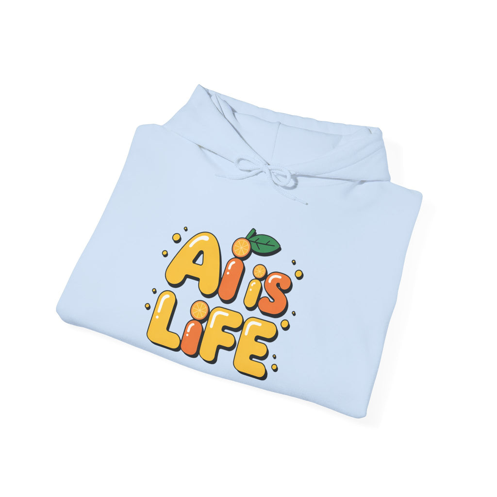 2. AI is LIFE  "Orange Overclock" Unisex Heavy Blend™ Hooded Sweatshirt