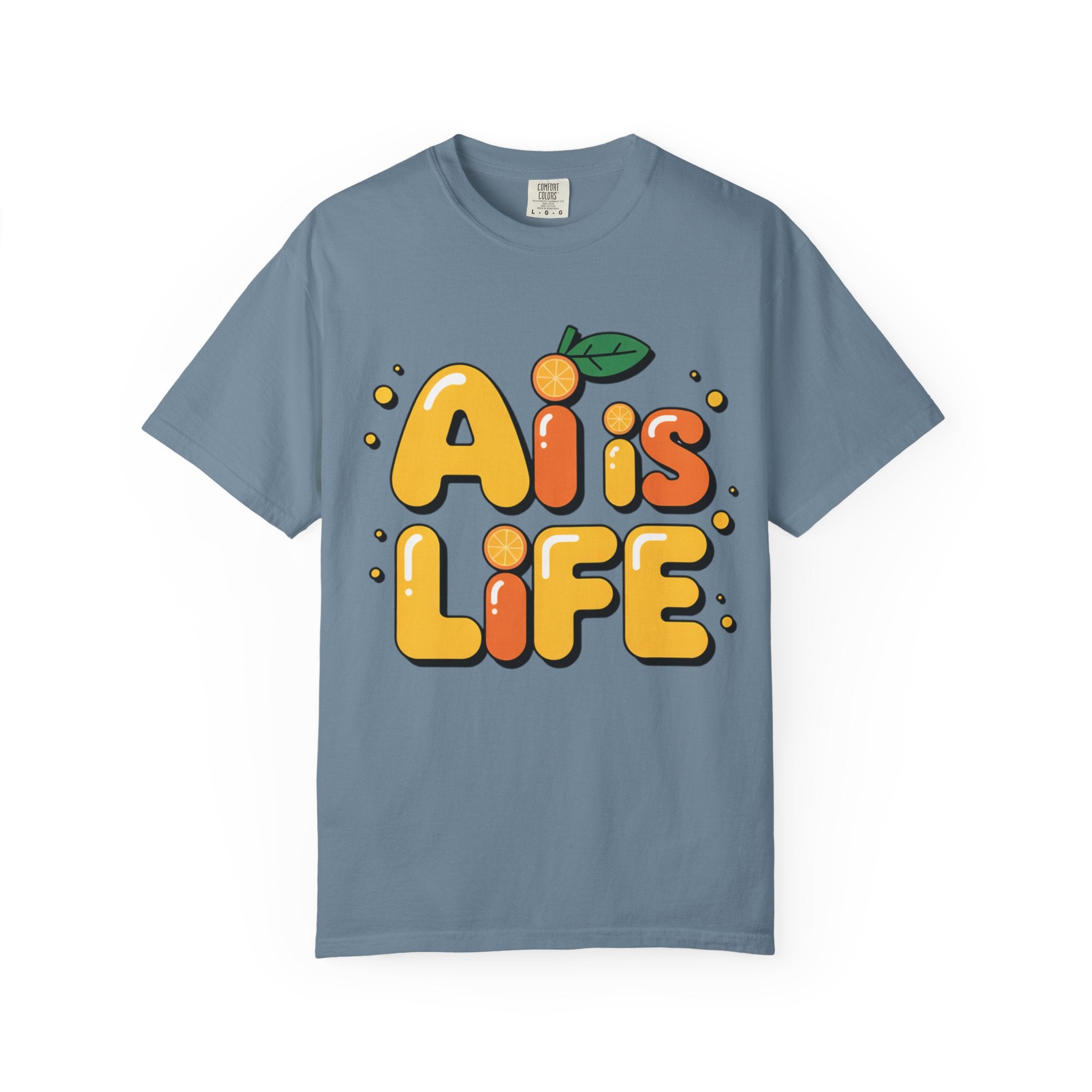 2. AI is LIFE  "Orange Overclock" Unisex Garment-Dyed T-shirt