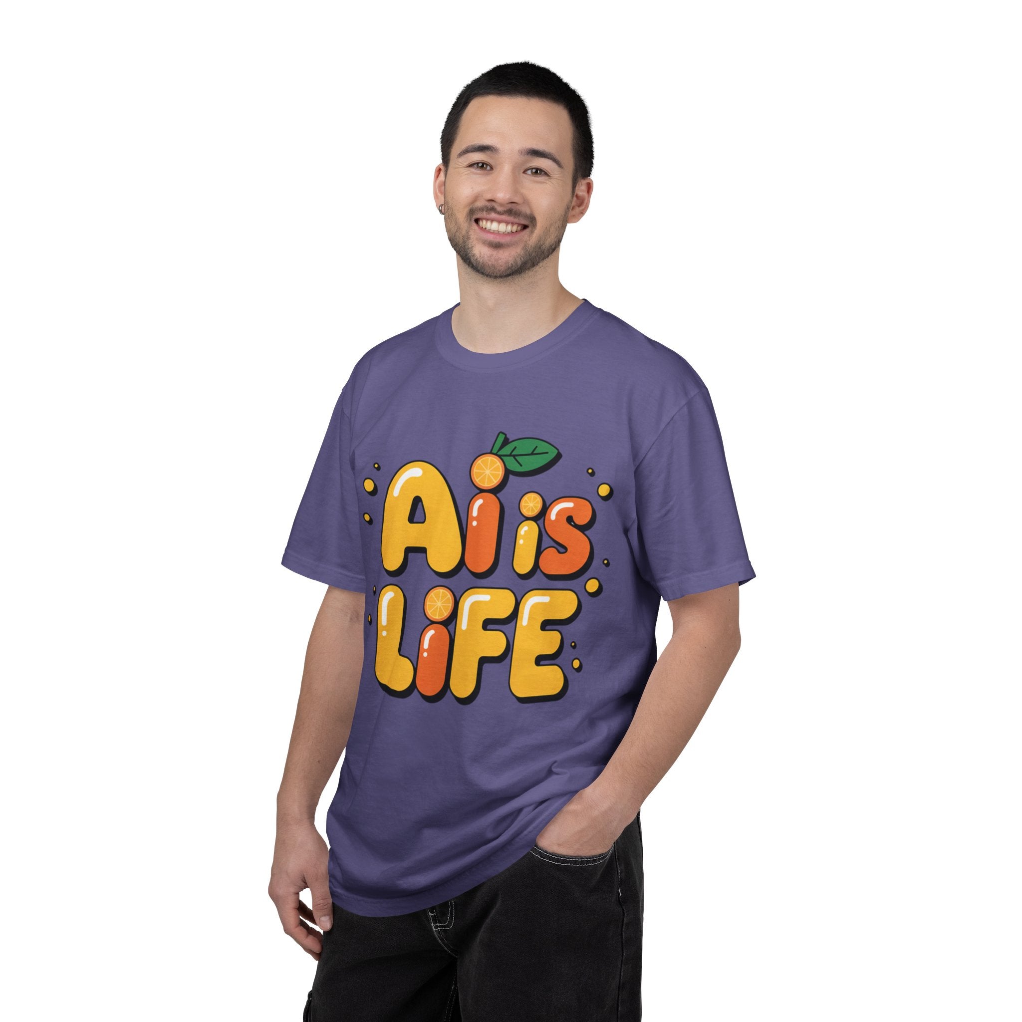 2. AI is LIFE  "Orange Overclock" Unisex Garment-Dyed T-shirt