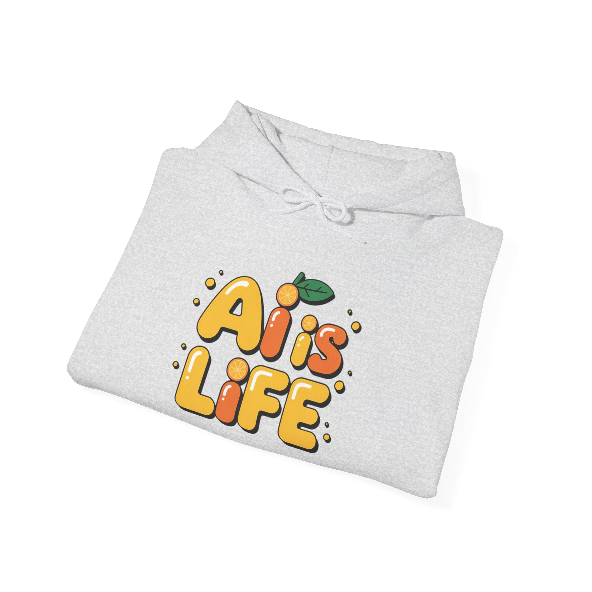 2. AI is LIFE  "Orange Overclock" Unisex Heavy Blend™ Hooded Sweatshirt