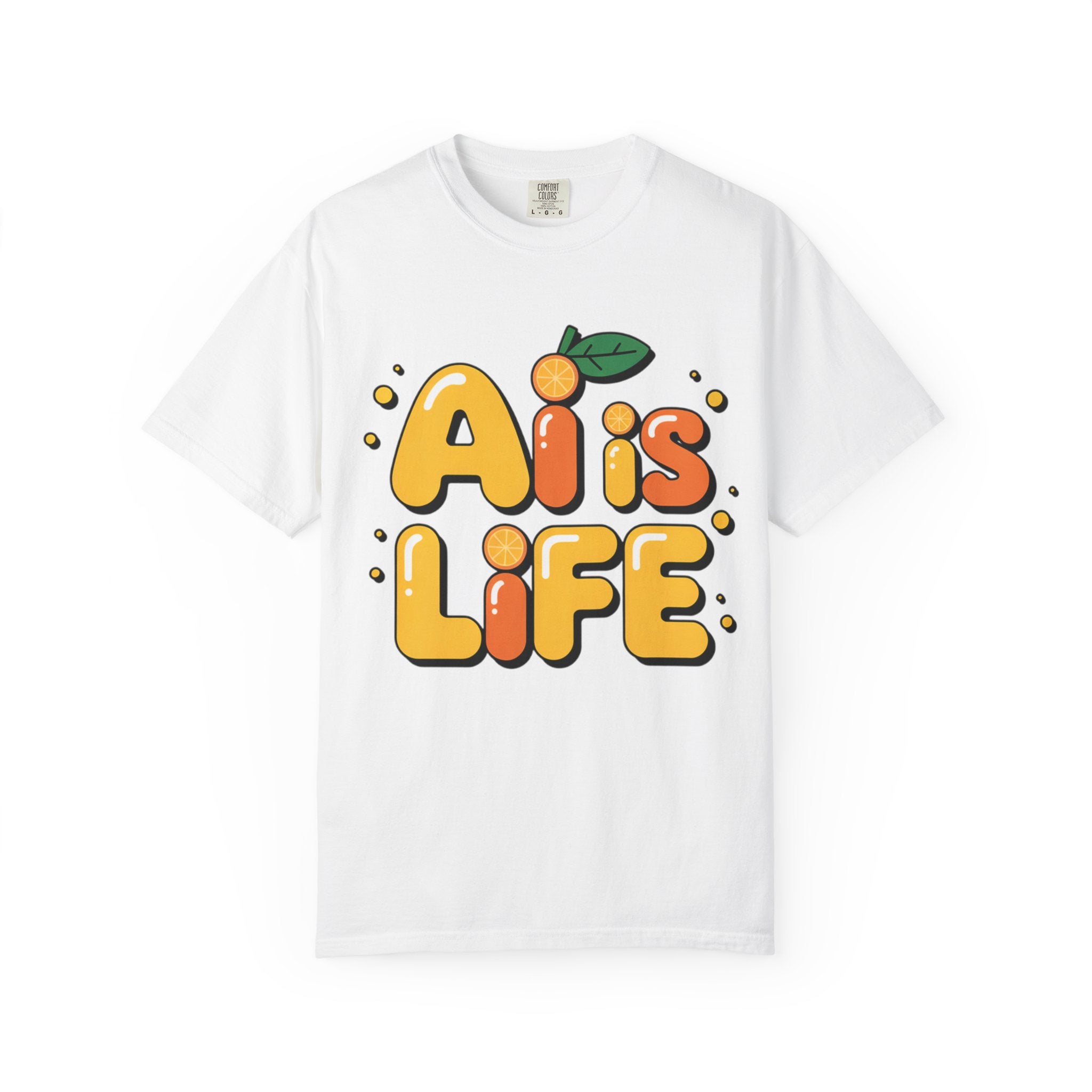 2. AI is LIFE  "Orange Overclock" Unisex Garment-Dyed T-shirt
