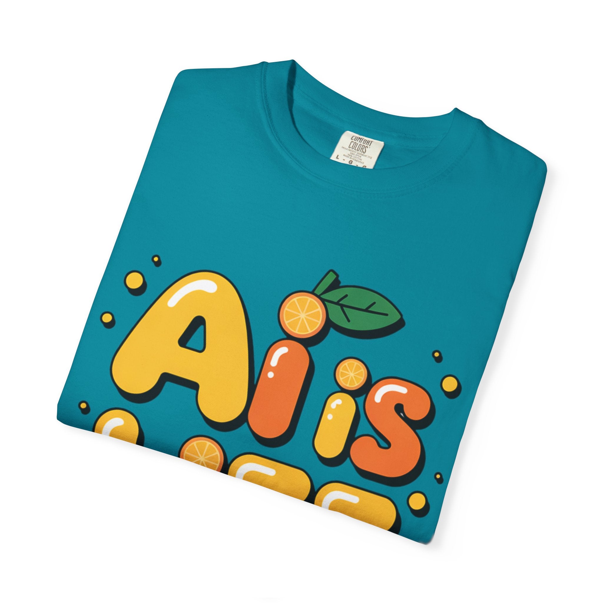 2. AI is LIFE  "Orange Overclock" Unisex Garment-Dyed T-shirt