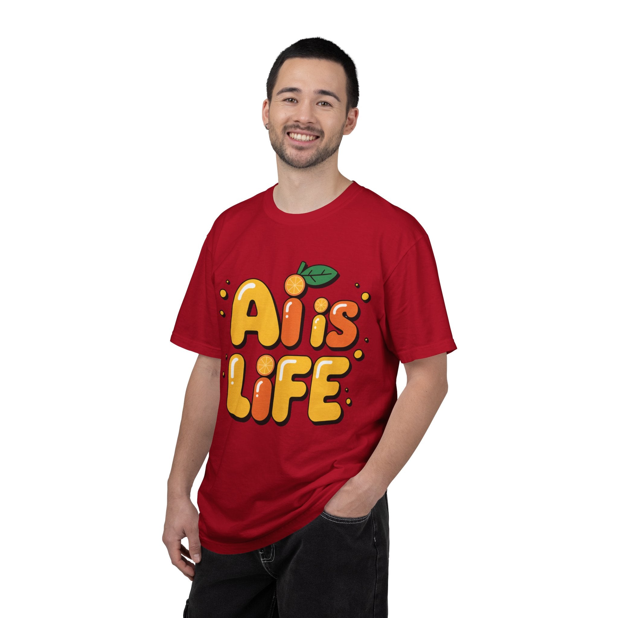 2. AI is LIFE  "Orange Overclock" Unisex Garment-Dyed T-shirt