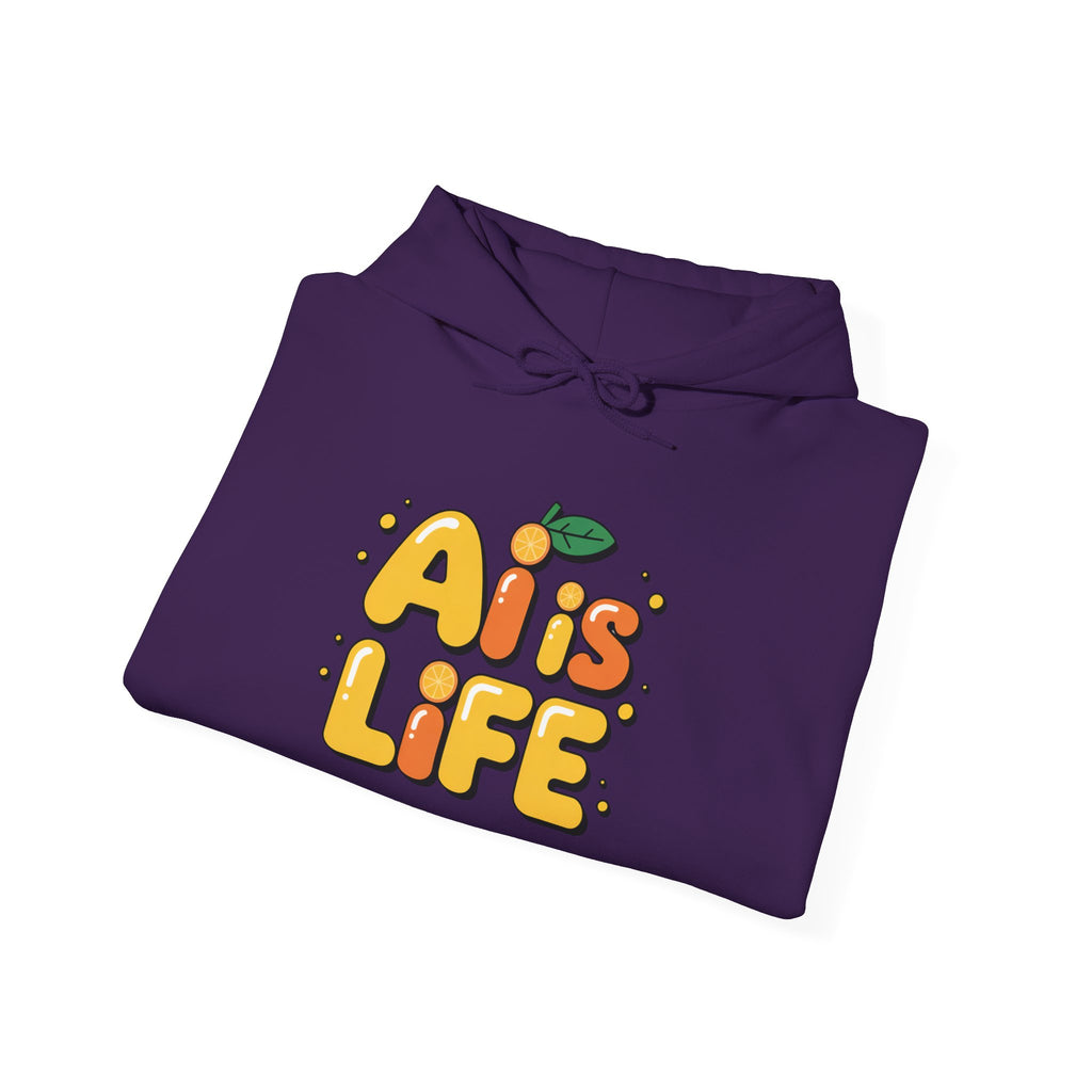 2. AI is LIFE  "Orange Overclock" Unisex Heavy Blend™ Hooded Sweatshirt