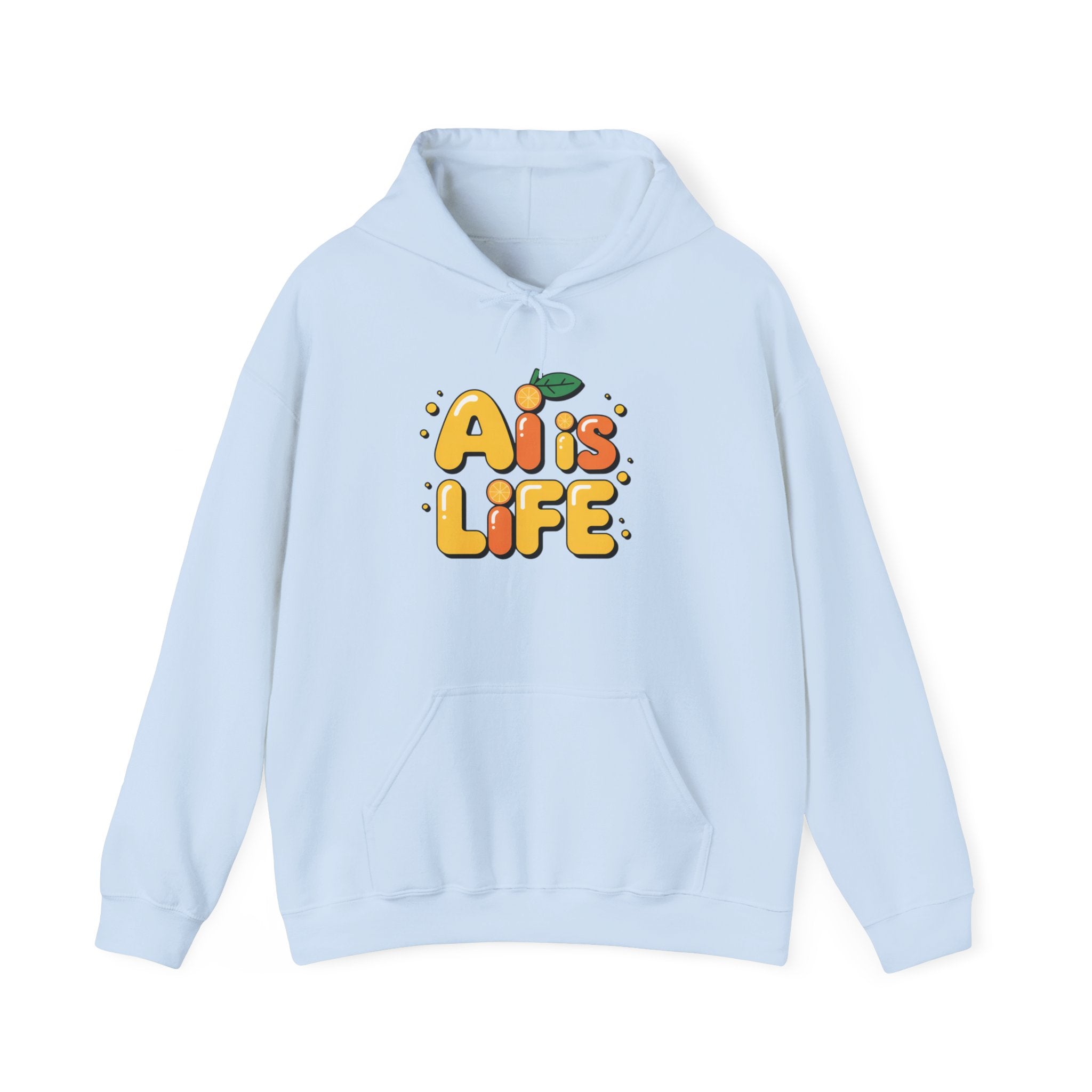 2. AI is LIFE  "Orange Overclock" Unisex Heavy Blend™ Hooded Sweatshirt