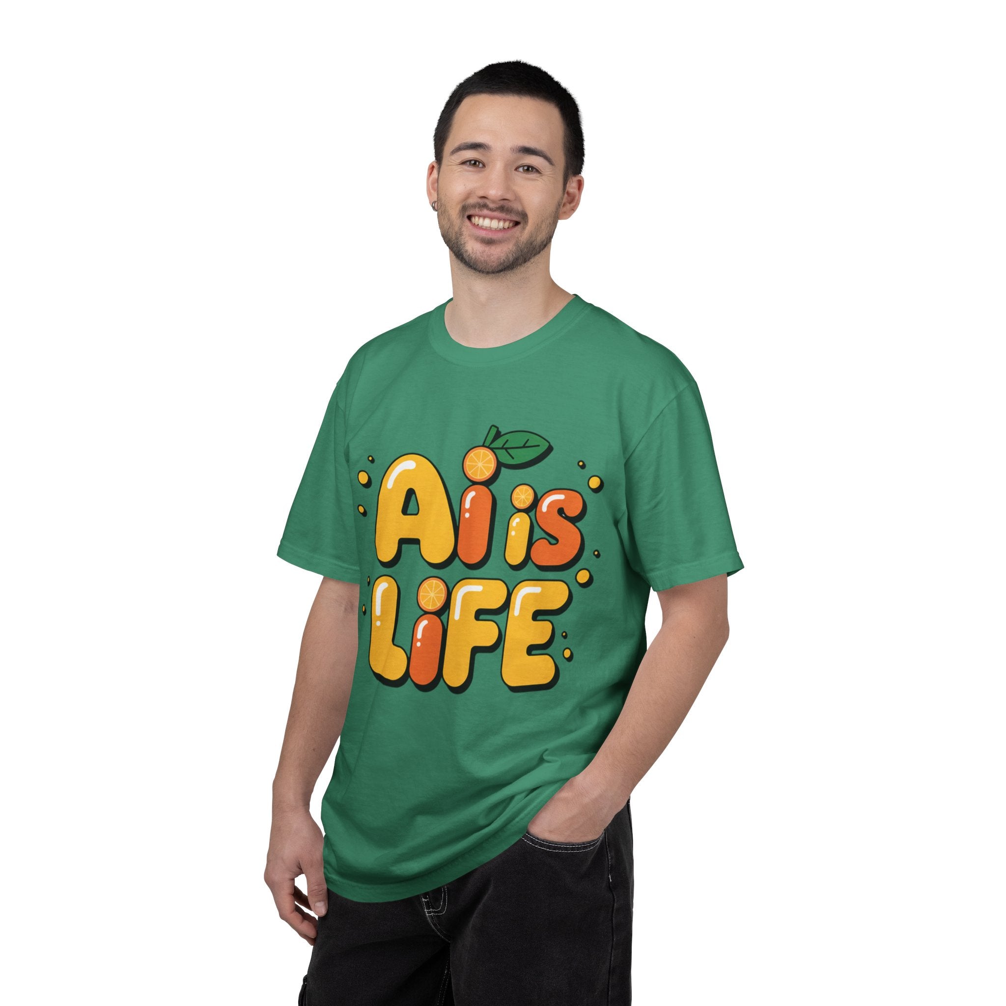 2. AI is LIFE  "Orange Overclock" Unisex Garment-Dyed T-shirt
