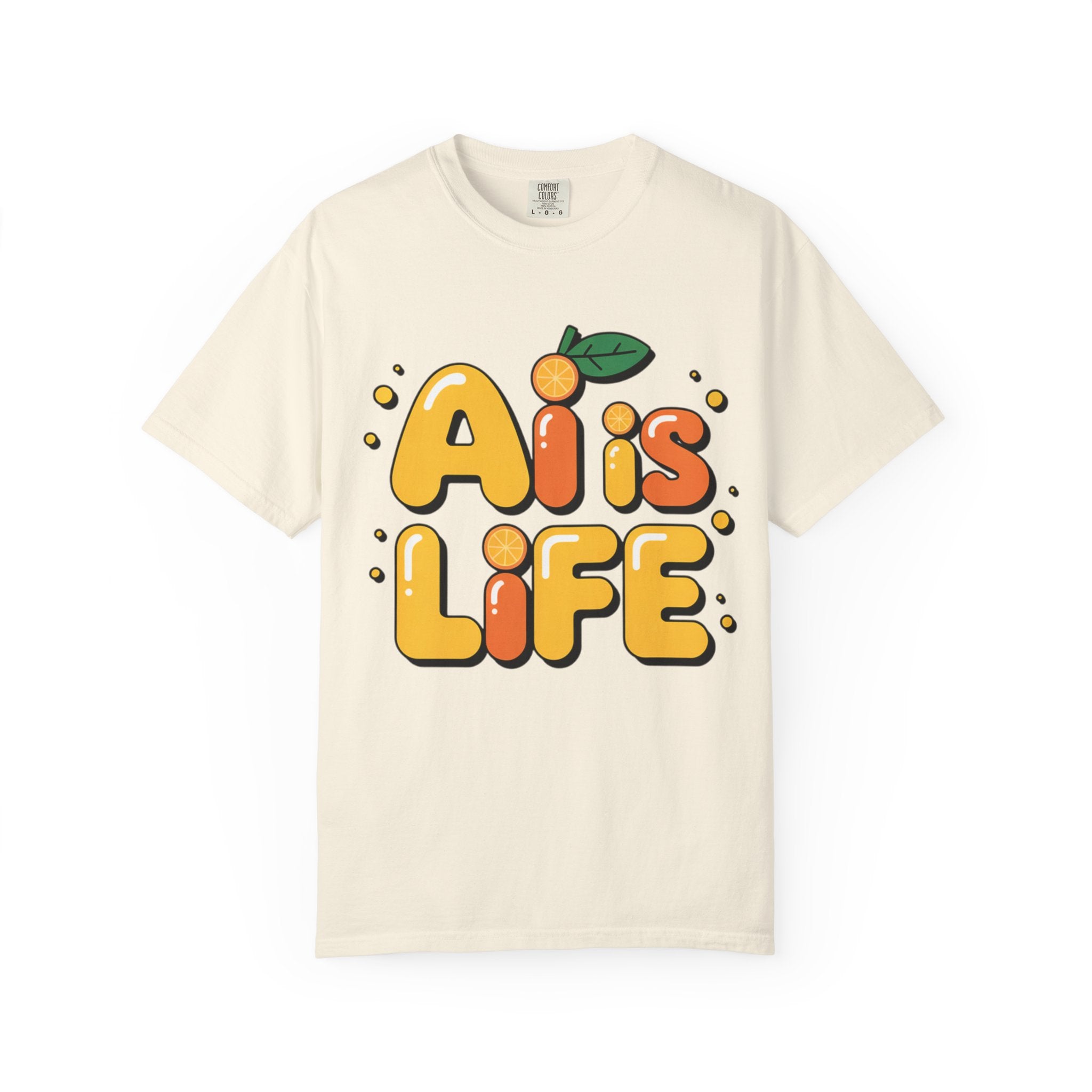 2. AI is LIFE  "Orange Overclock" Unisex Garment-Dyed T-shirt