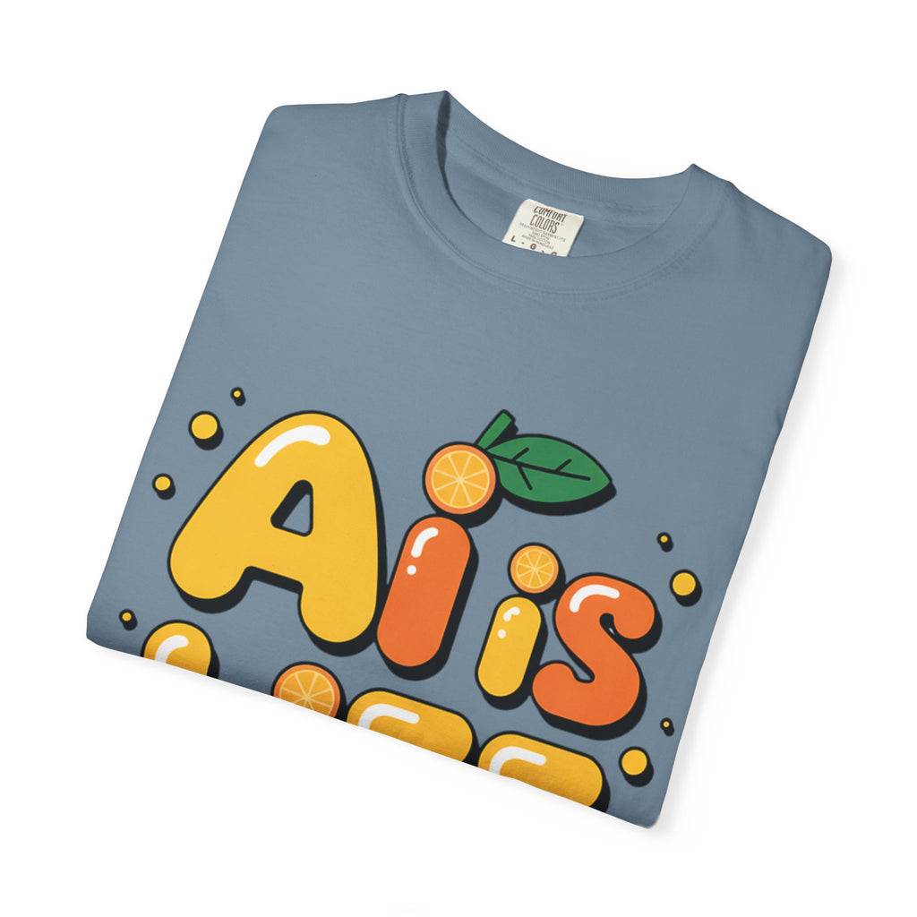 2. AI is LIFE  "Orange Overclock" Unisex Garment-Dyed T-shirt