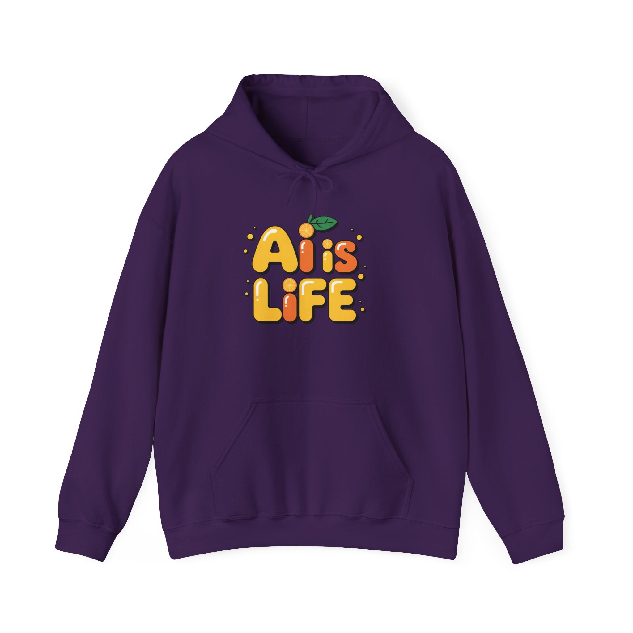 2. AI is LIFE  "Orange Overclock" Unisex Heavy Blend™ Hooded Sweatshirt